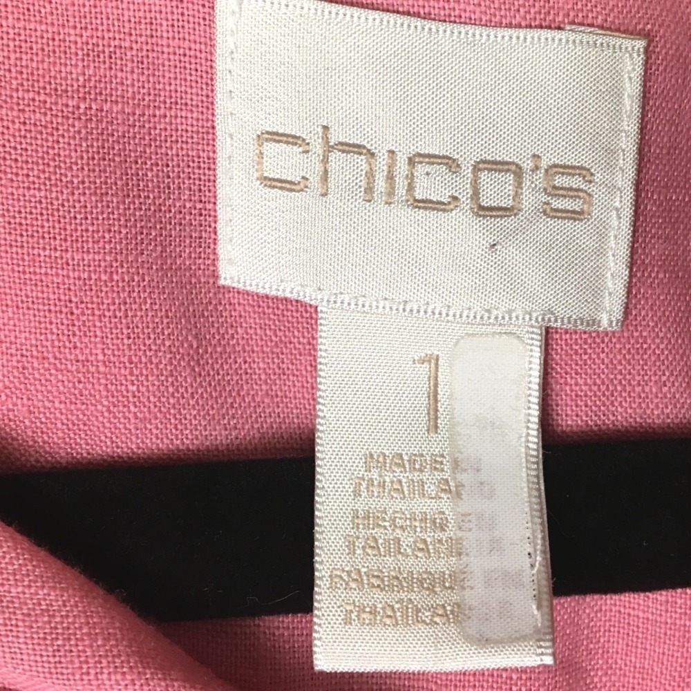Chico's No-Iron 100% Linen Roll-Tab Button Down Shirt 1 Pink - Picture 4 of 8